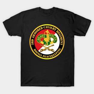 3rd Armored Cavalry Regiment DUI - Red White - Bosnia peacekeeping T-Shirt
